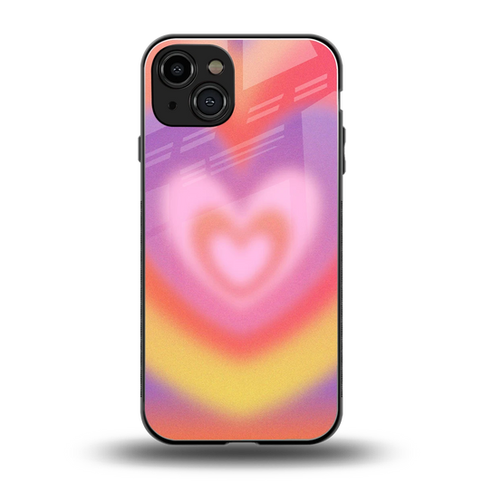 Y2K Rainbow Hearts back phone cover | glass case for iphone 15