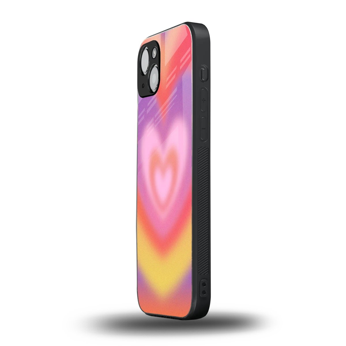 Y2K Rainbow Hearts iphone 15 mobile cover | shockproof glass phone case