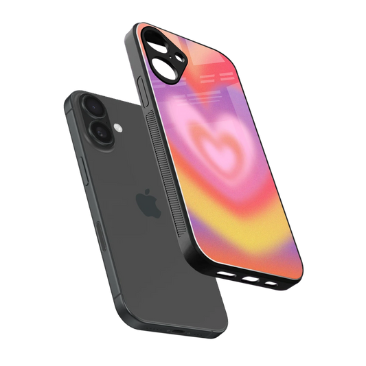 Y2K Rainbow Hearts sleek iphone 16 plus cover with tempered glass back and TPU edges