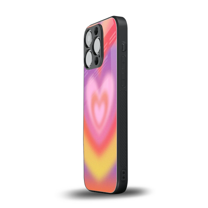 Y2K Rainbow Hearts iphone 16 pro mobile cover | shockproof glass phone case