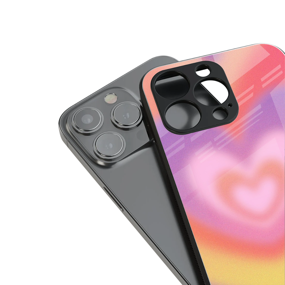 Y2K Rainbow Hearts Phone Case for Iphone 16 | Glass Case