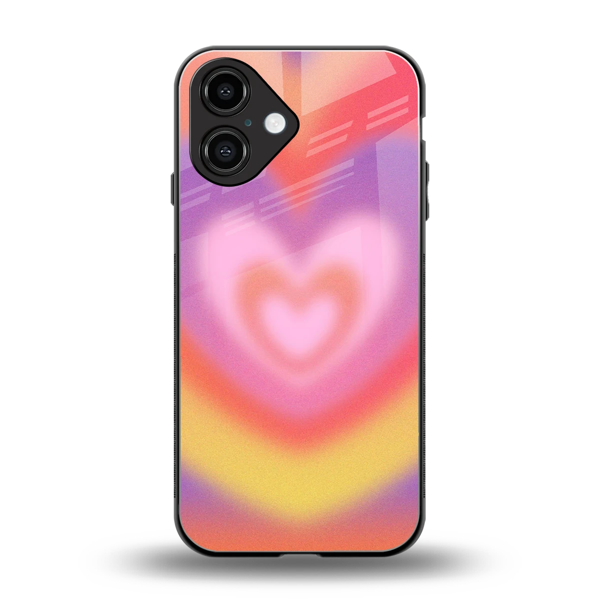 Y2K Rainbow Hearts back phone cover | glass case for iphone 16