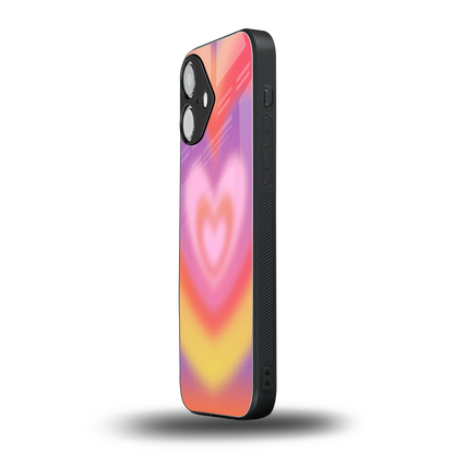Y2K Rainbow Hearts iPhone 16 mobile cover | shockproof glass phone case