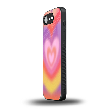 Y2K Rainbow Hearts iphone 17e mobile cover | shockproof glass phone case