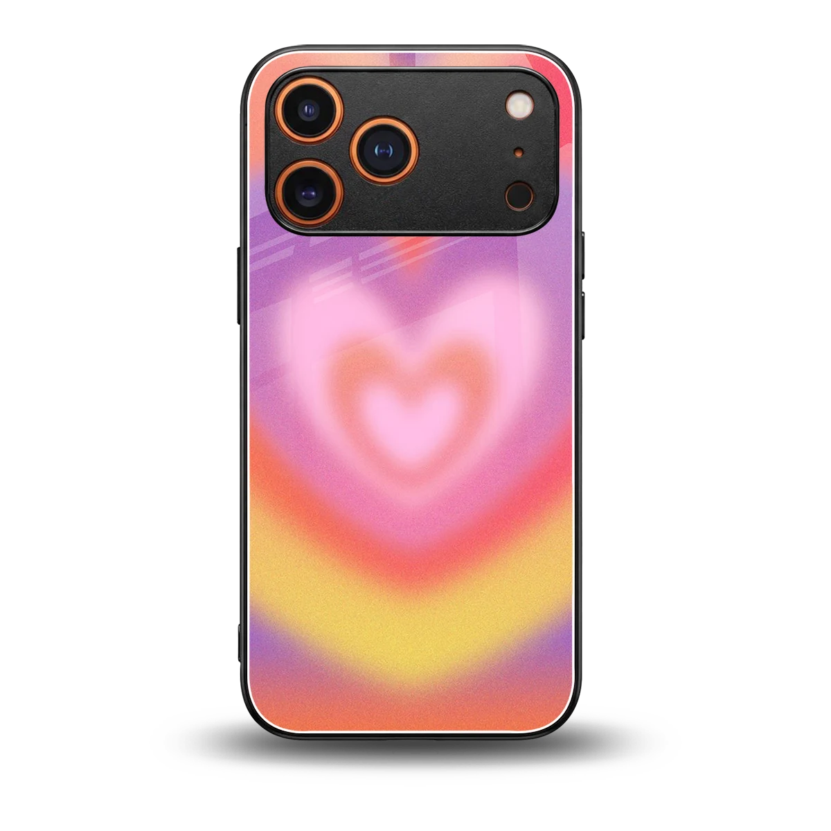 Y2K Rainbow Hearts back phone cover | glass case for iphone 17 pro max