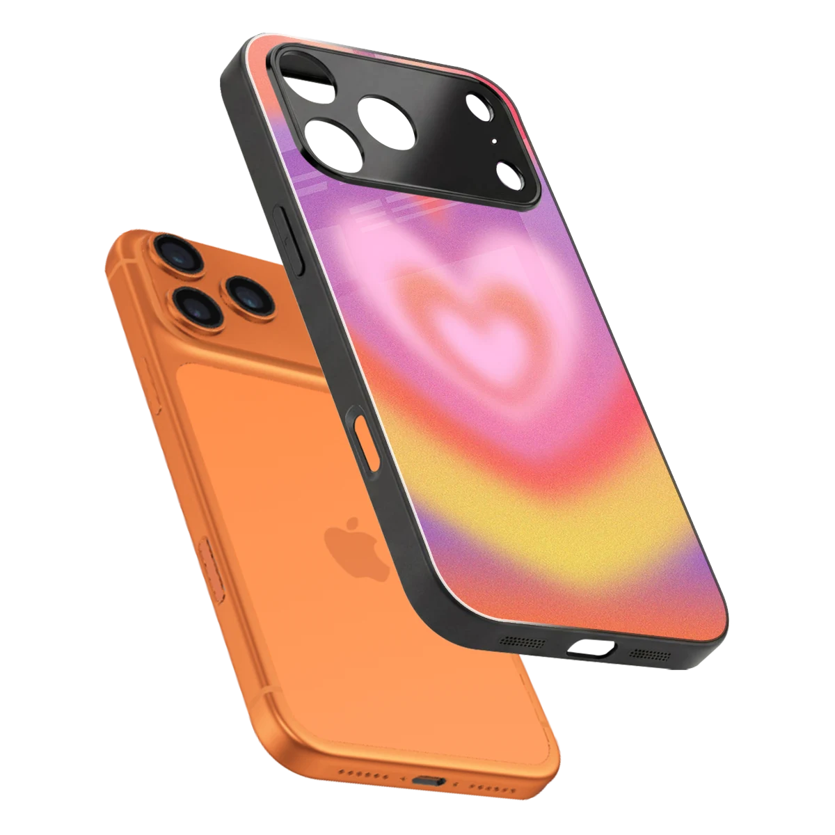 Y2K Rainbow Hearts sleek iphone 17 pro max cover with tempered glass back and TPU edges
