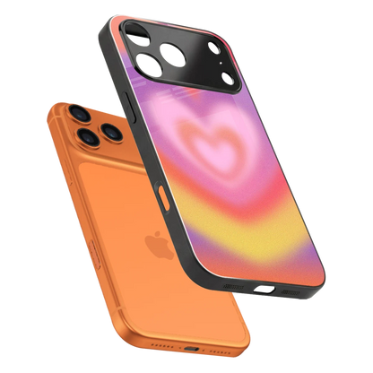 Y2K Rainbow Hearts sleek iphone 17 pro max cover with tempered glass back and TPU edges