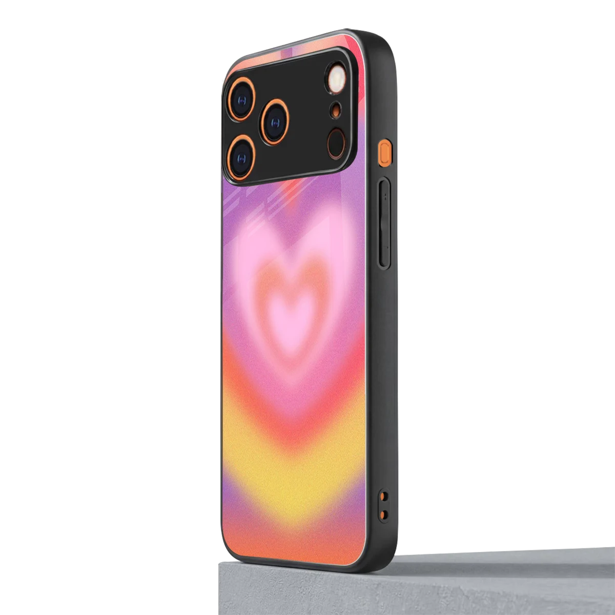 Y2K Rainbow Hearts iphone 17 pro max mobile cover | shockproof glass phone case