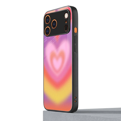 Y2K Rainbow Hearts iphone 17 pro max mobile cover | shockproof glass phone case