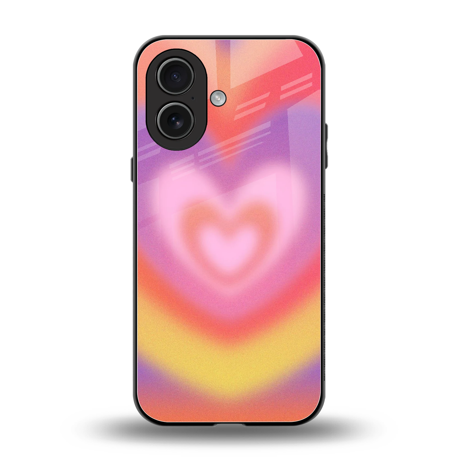 Y2K Rainbow Hearts back phone cover | glass case for iphone 17