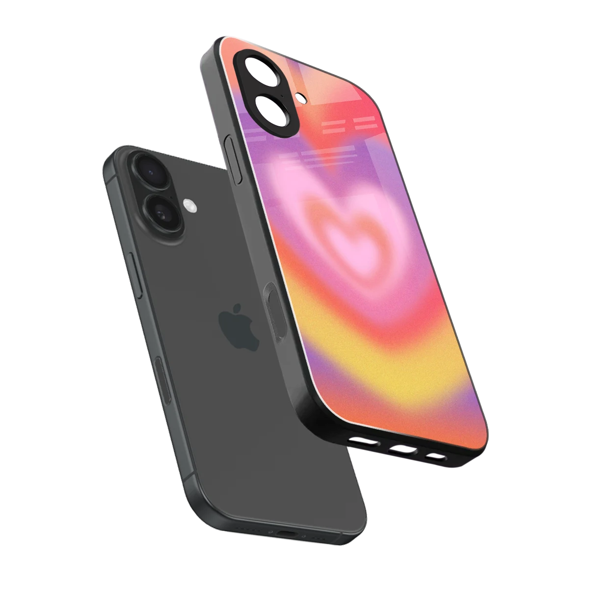 Y2K Rainbow Hearts sleek iphone 17 cover with tempered glass back and TPU edges