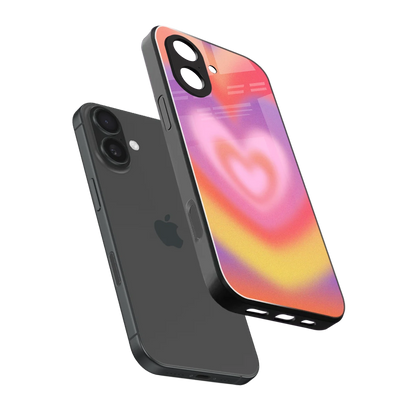 Y2K Rainbow Hearts sleek iphone 17 cover with tempered glass back and TPU edges