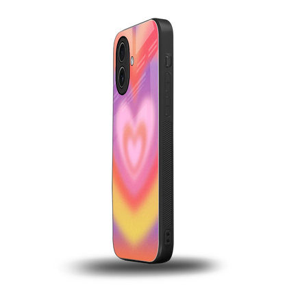 Y2K Rainbow Hearts iphone 17 mobile cover | shockproof glass phone case