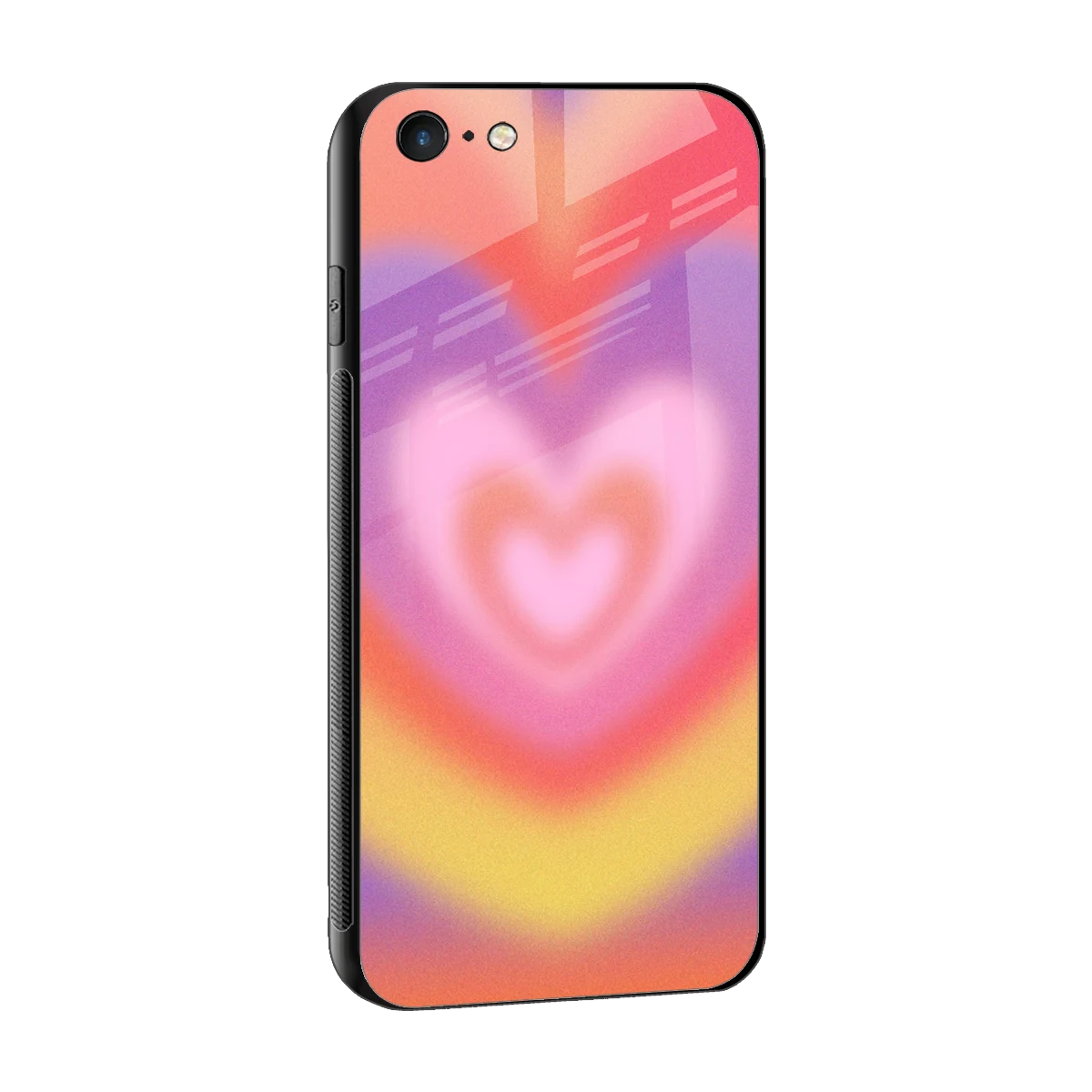Y2K Rainbow Hearts sleek iphone 6 cover with tempered glass back and TPU edges