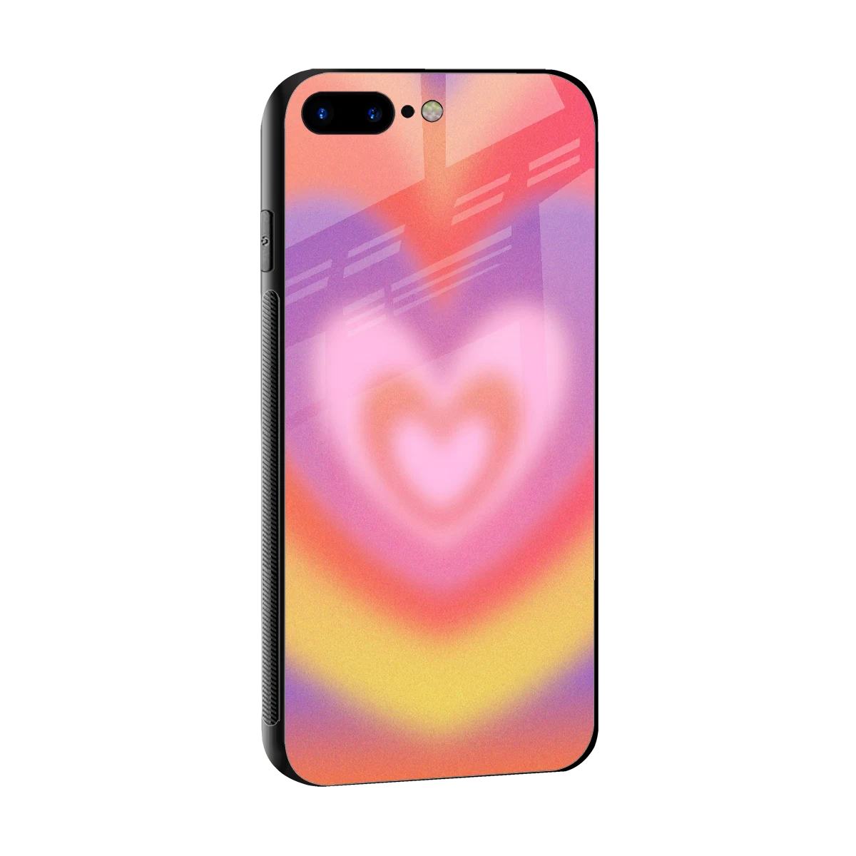 Y2K Rainbow Hearts sleek iphone 7 plus cover with tempered glass back and TPU edges