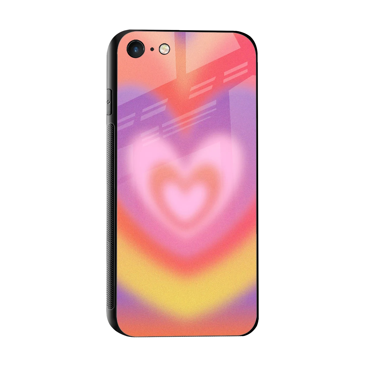 Y2K Rainbow Hearts sleek iphone 7 cover with tempered glass back and TPU edges