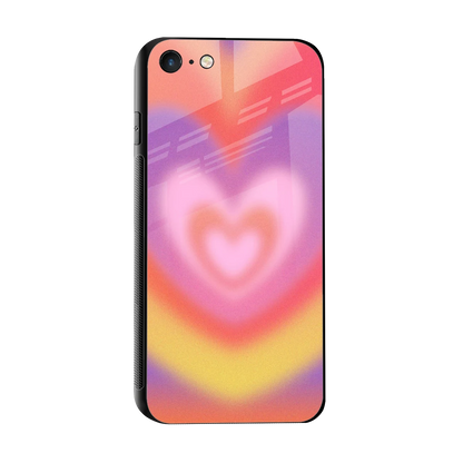 Y2K Rainbow Hearts sleek iphone 7 cover with tempered glass back and TPU edges