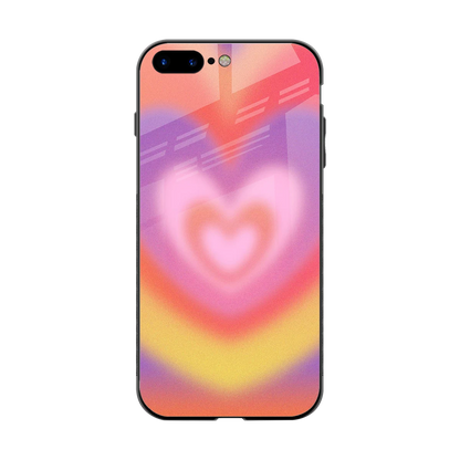 Y2K Rainbow Hearts back phone cover | glass case for iphone 7 plus