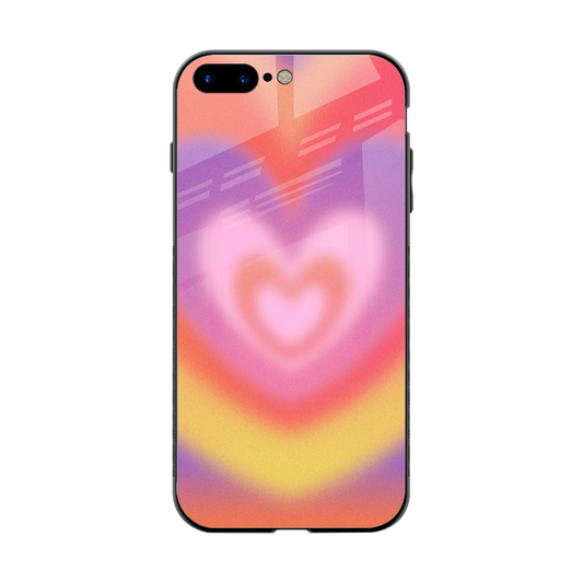 Y2K Rainbow Hearts back phone cover | glass case for iphone 7 plus
