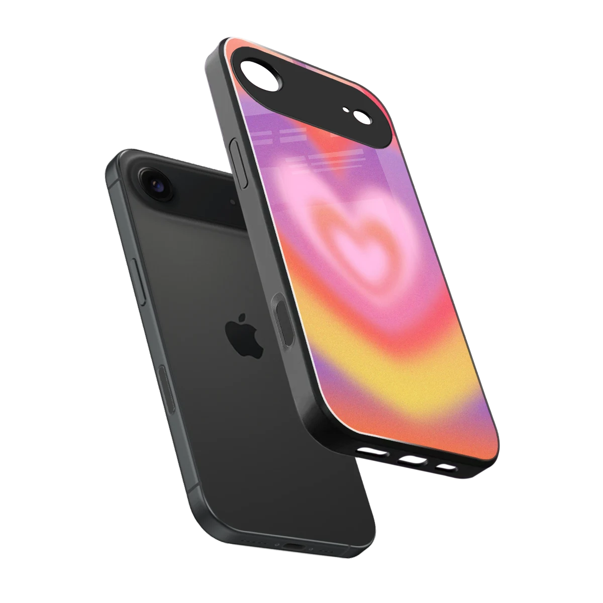 Y2K Rainbow Hearts sleek iphone air cover with tempered glass back and TPU edges