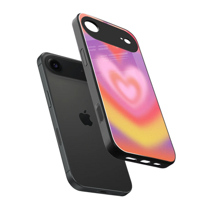 Y2K Rainbow Hearts sleek iphone air cover with tempered glass back and TPU edges