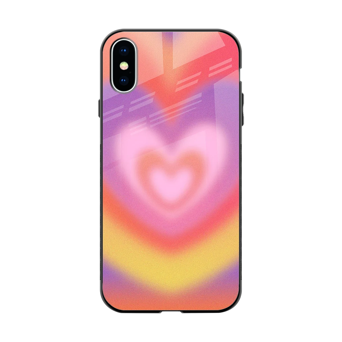 Y2K Rainbow Hearts back phone cover | glass case for iphone x