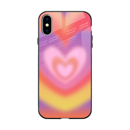 Y2K Rainbow Hearts back phone cover | glass case for iphone x