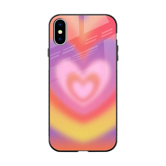 Y2K Rainbow Hearts back phone cover | glass case for iphone xs