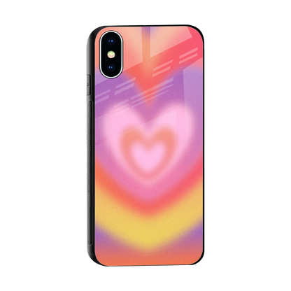Y2K Rainbow Hearts sleek iphone x cover with tempered glass back and TPU edges