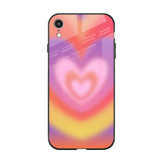 Y2K Rainbow Hearts back phone cover | glass case for iphone xr