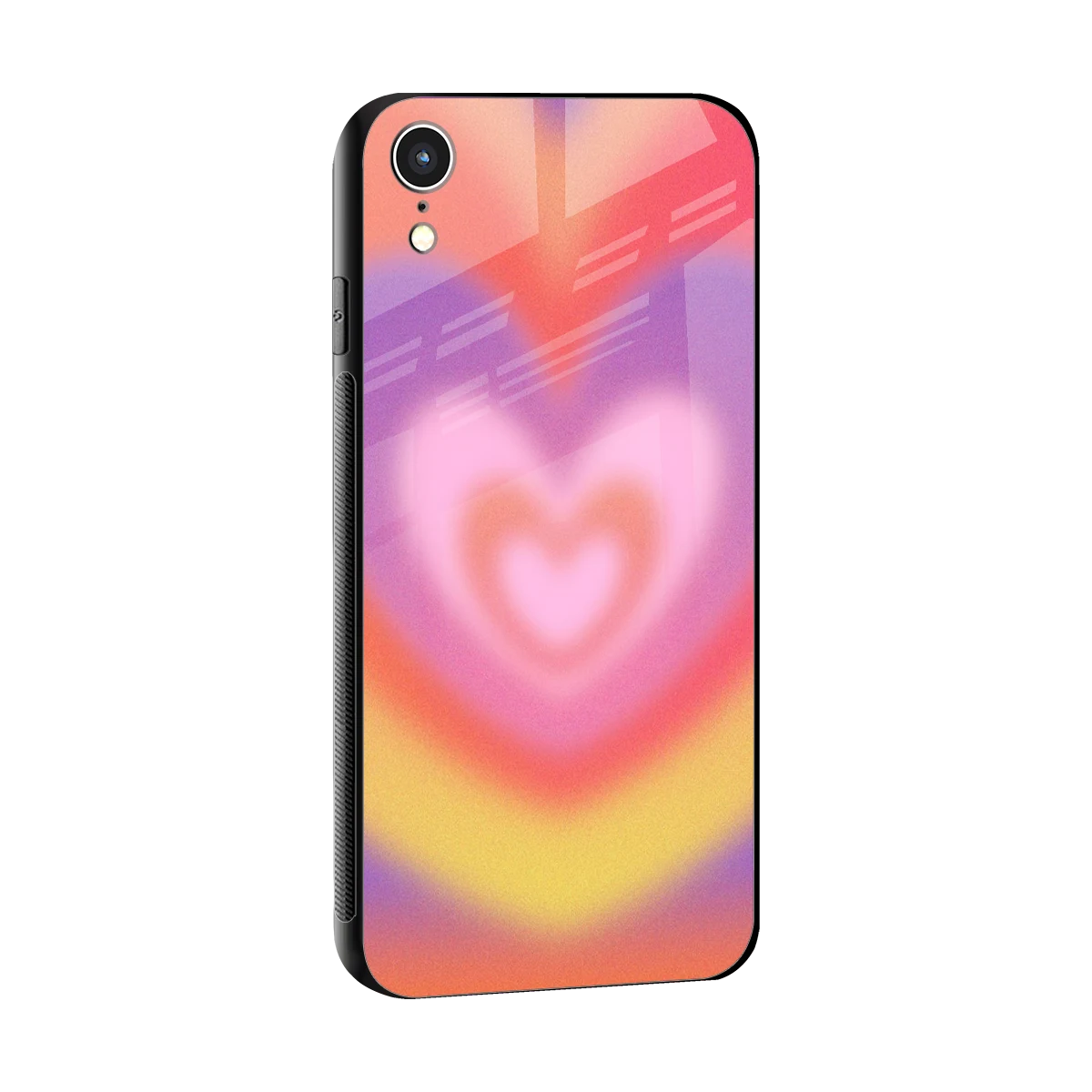 Y2K Rainbow Hearts sleek iphone xr cover with tempered glass back and TPU edges