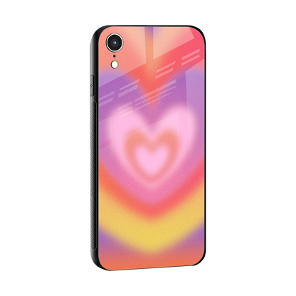 Y2K Rainbow Hearts sleek iphone xr cover with tempered glass back and TPU edges