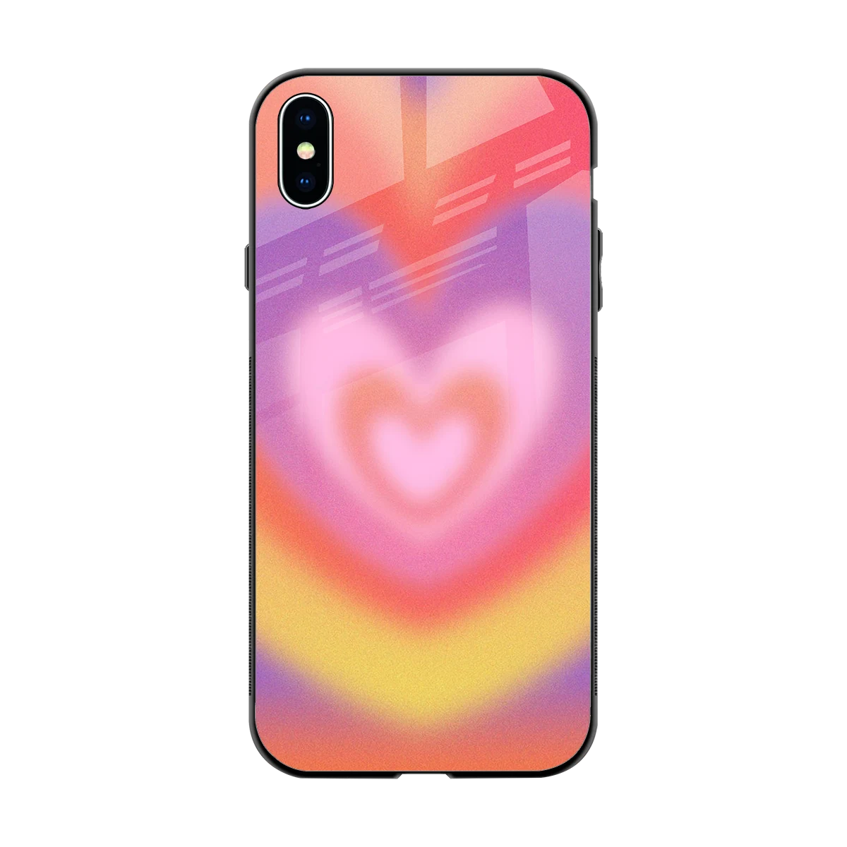 Y2K Rainbow Hearts back phone cover | glass case for iphone xs max