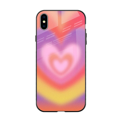 Y2K Rainbow Hearts back phone cover | glass case for iphone xs max