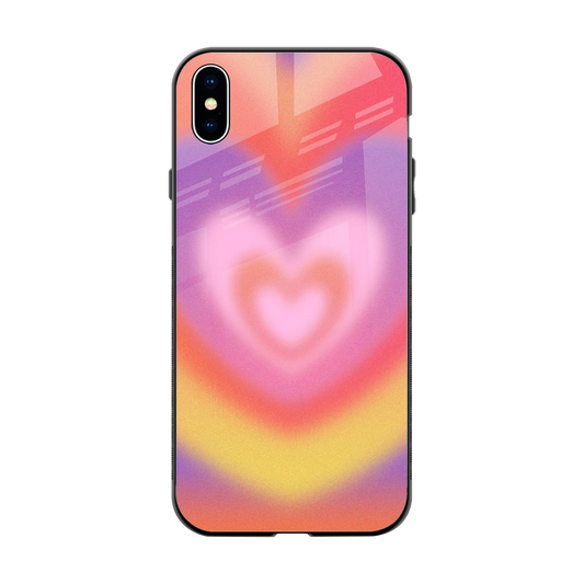 Y2K Rainbow Hearts back phone cover | glass case for iphone xs max