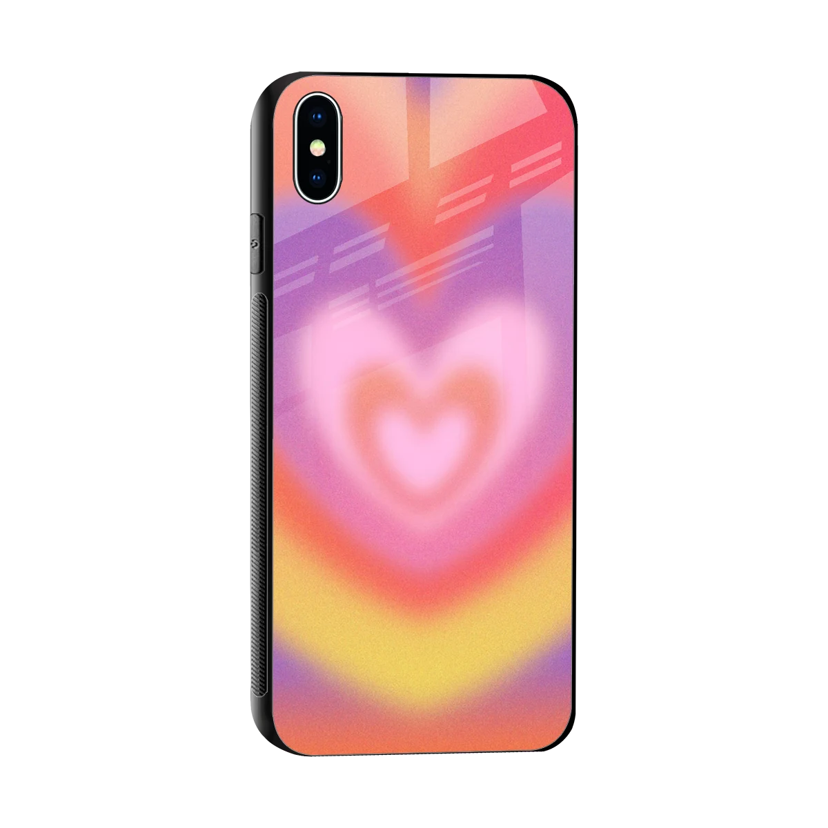 Y2K Rainbow Hearts sleek iphone xs max cover with tempered glass back and TPU edges