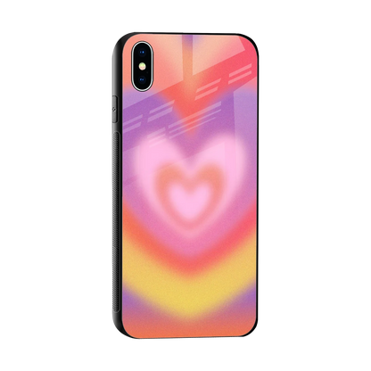 Y2K Rainbow Hearts sleek iphone xs max cover with tempered glass back and TPU edges