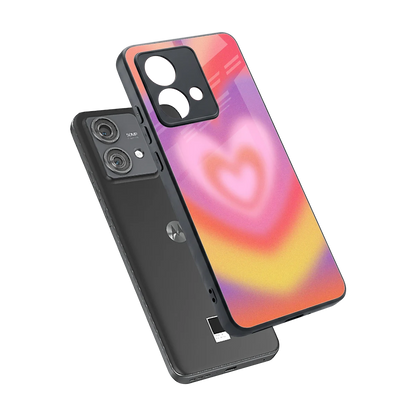 Y2K Rainbow Hearts sleek motorola edge 40 neo 5g cover with tempered glass back and TPU edges