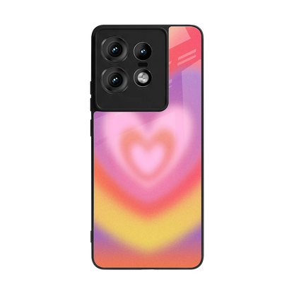 Y2K Rainbow Hearts back phone cover | glass case for motorola edge 50 pro