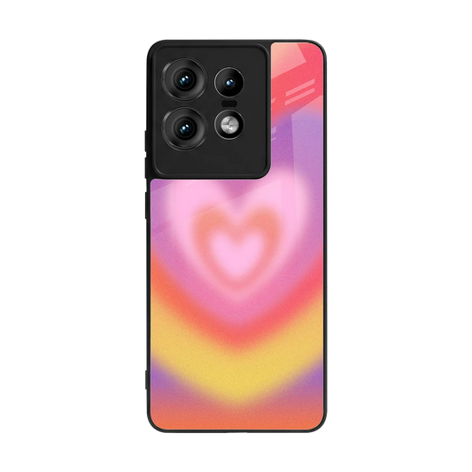 Y2K Rainbow Hearts back phone cover | glass case for motorola edge 50 pro