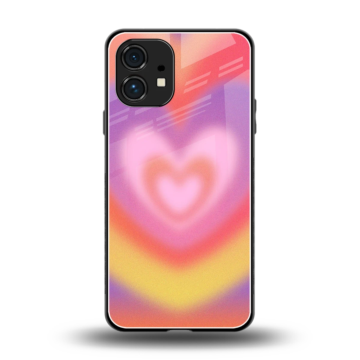 Y2K Rainbow Hearts back phone cover | glass case for nothing phone 1