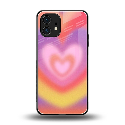 Y2K Rainbow Hearts back phone cover | glass case for nothing phone 1