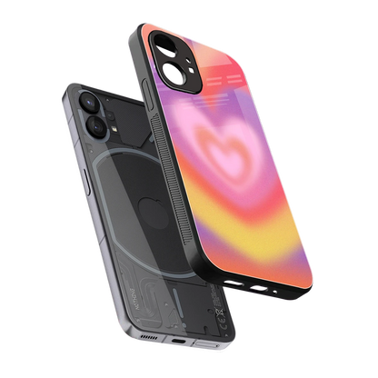 Y2K Rainbow Hearts sleek nothing phone 1 cover with tempered glass back and TPU edges