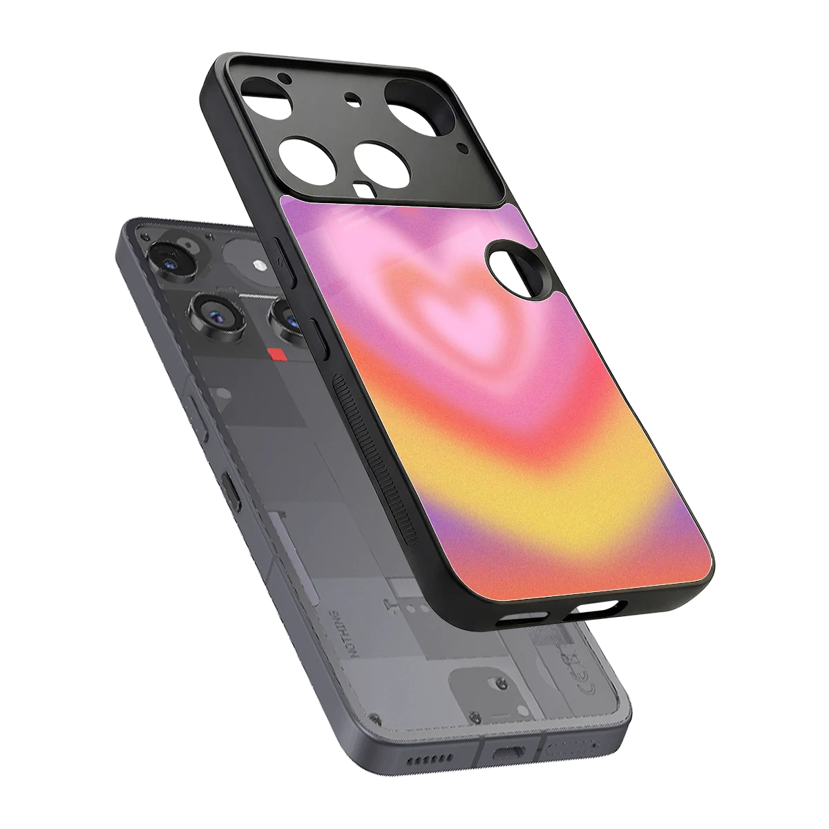 Y2K Rainbow Hearts sleek nothing phone 3 cover with tempered glass back and TPU edges