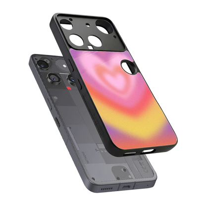 Y2K Rainbow Hearts sleek nothing phone 3 cover with tempered glass back and TPU edges