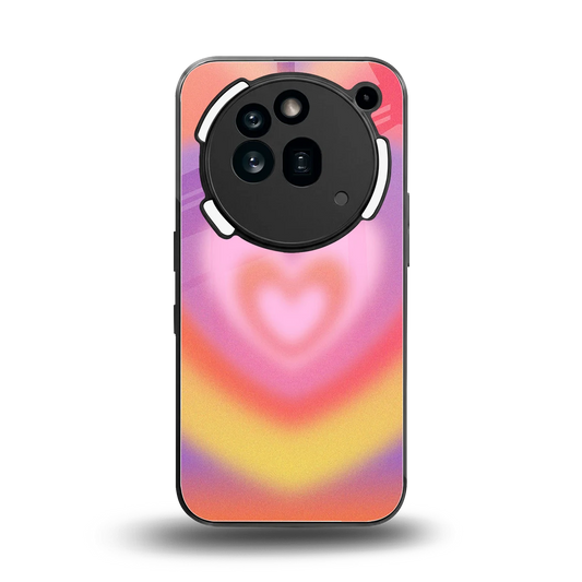 Y2K Rainbow Hearts back phone cover | glass case for nothing phone 3a pro