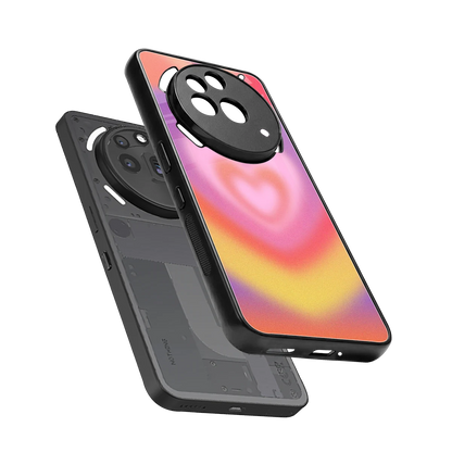 Y2K Rainbow Hearts sleek nothing phone 3a pro cover with tempered glass back and TPU edges