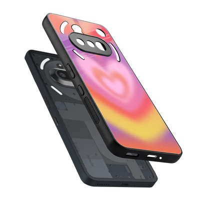 Y2K Rainbow Hearts sleek nothing phone 3a cover with tempered glass back and TPU edges