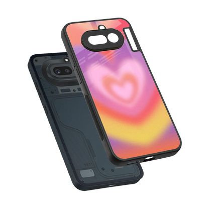 Y2K Rainbow Hearts sleek nothing phone 4a cover with tempered glass back and TPU edges