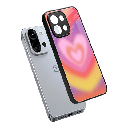 Y2K Rainbow Hearts sleek oneplus 13s cover with tempered glass back and TPU edges